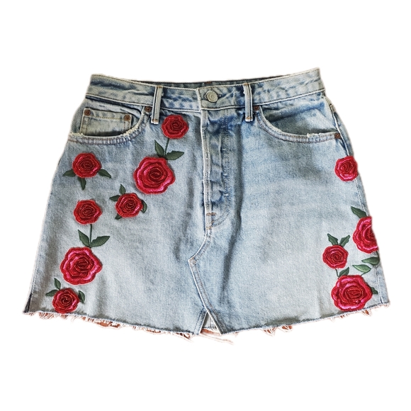 GRLFRND Milla Denim Floral Mini Skirt